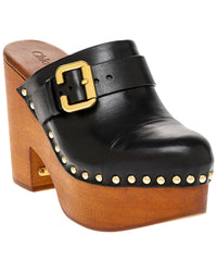 Chloe Jeannette Leather Wedge Clog Black