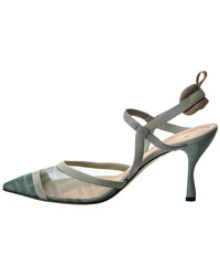 Fendi Colibri Lite Ff Mesh & Leather Slingback Pump