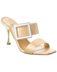 Manolo Blahnik Tuliaba 90 Satin Sandal 36 Gold