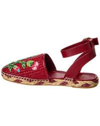 Valentino Straw & Leather Espadrille