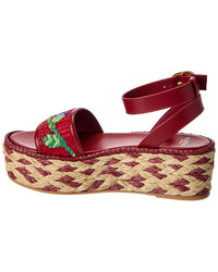 Valentino Straw & Leather 50 Platform Sandal