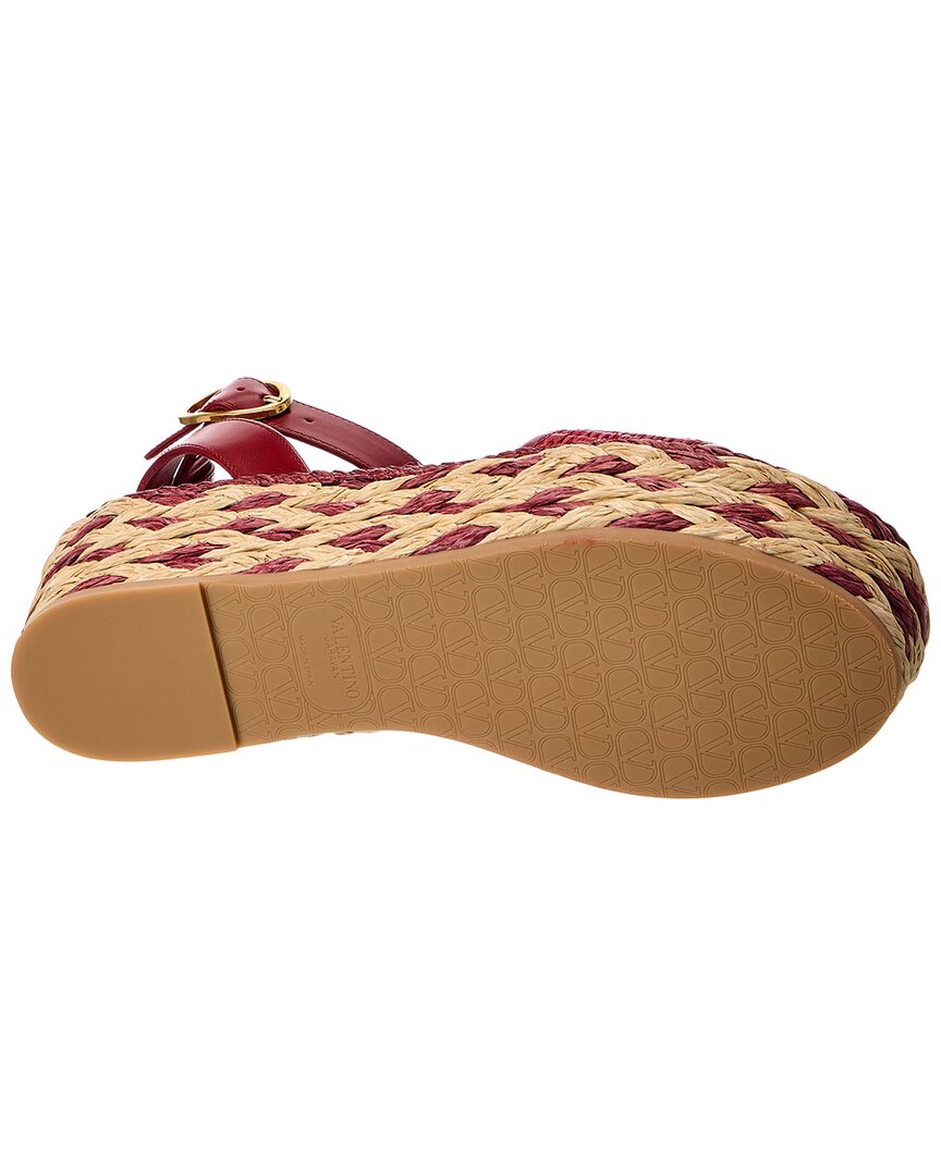 Valentino Straw & Leather 50 Platform Sandal