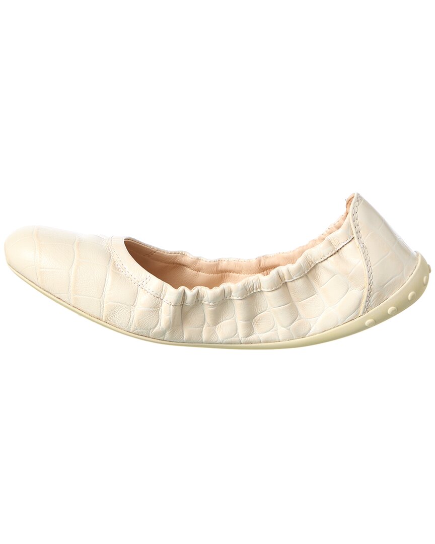 Tod’S Croc-Embossed Leather Flat