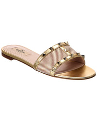 Valentino Valentino Rockstud Canvas & Leather Sandal