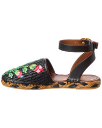 Valentino Straw & Leather Espadrille