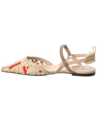 Fendi Colibri Lite Mesh & Leather Slingback Flat