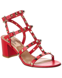 Valentino Rockstud Caged 60 Leather Ankle Strap Sandal