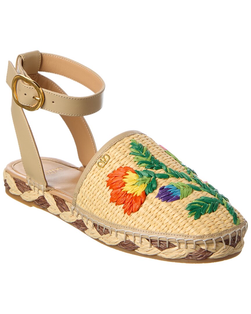 Valentino Straw & Leather Espadrille
