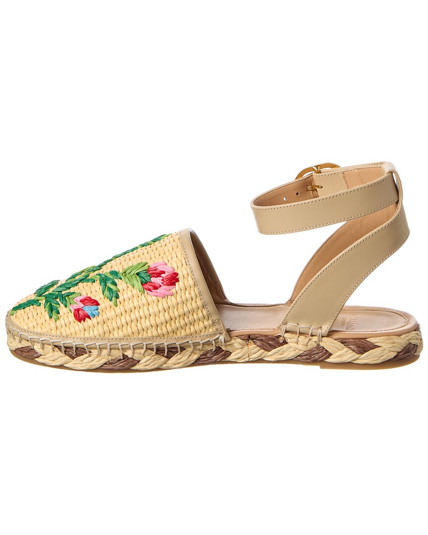 Valentino Straw & Leather Espadrille