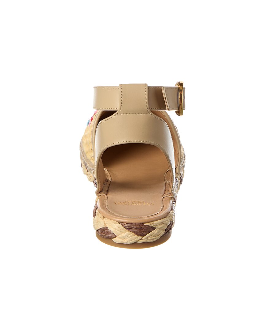 Valentino Straw & Leather Espadrille