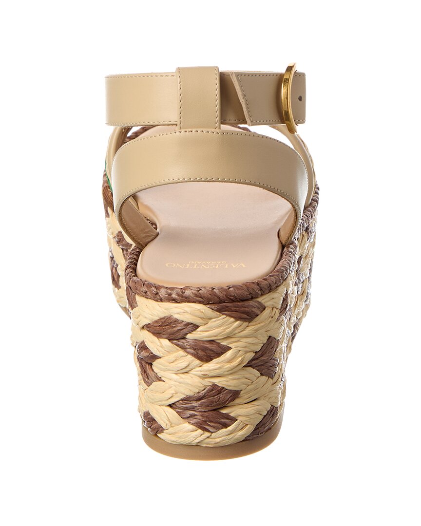 Valentino Straw & Leather 50 Platform Sandal