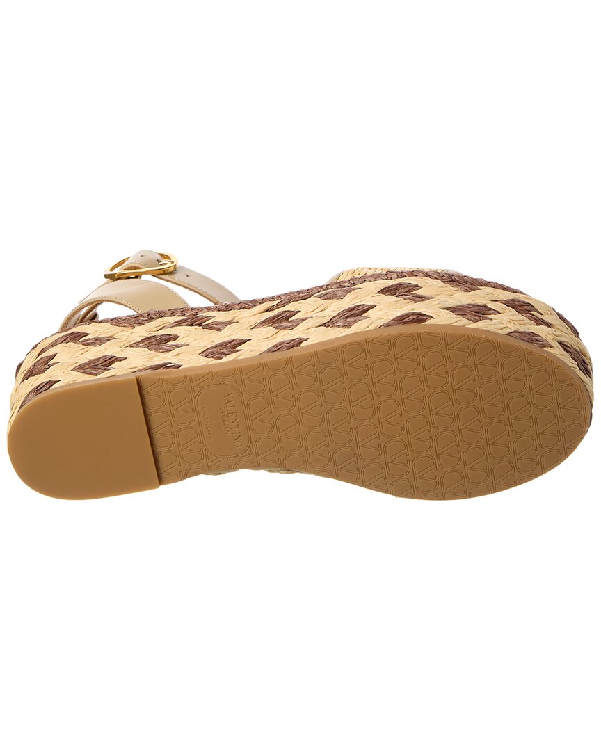 Valentino Straw & Leather 50 Platform Sandal