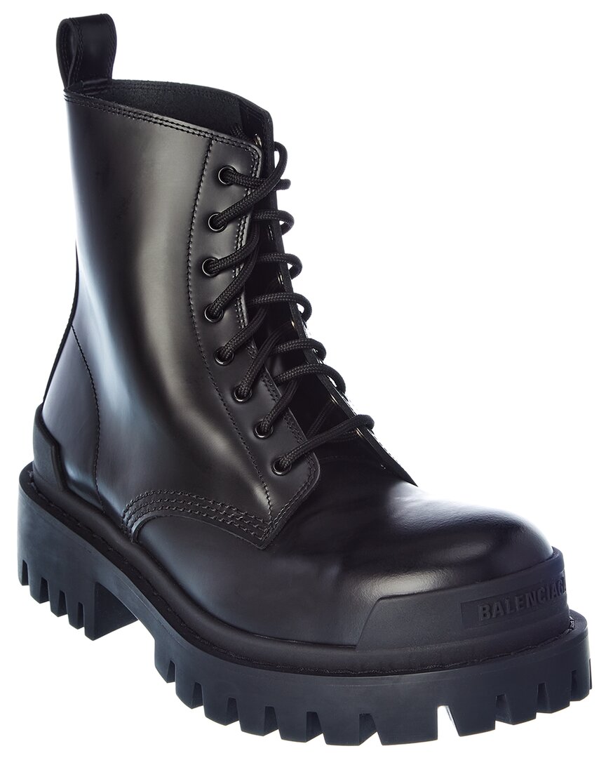 Balenciaga Strike Leather Boot Black