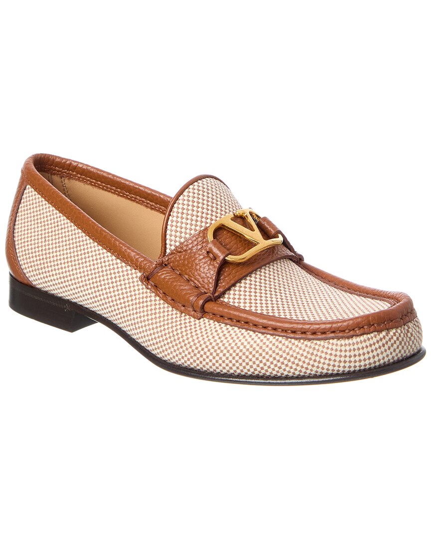 Valentino Vlogo Canvas & Leather Loafer