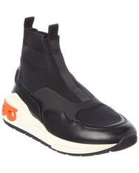 Ferragamo Cosma Knit & Leather Sock Sneaker