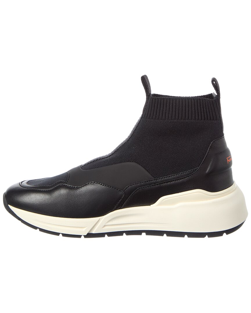 Ferragamo Cosma Knit & Leather Sock Sneaker