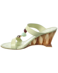 Ferragamo Seleny Croc-Embossed Leather Wedge Sandal