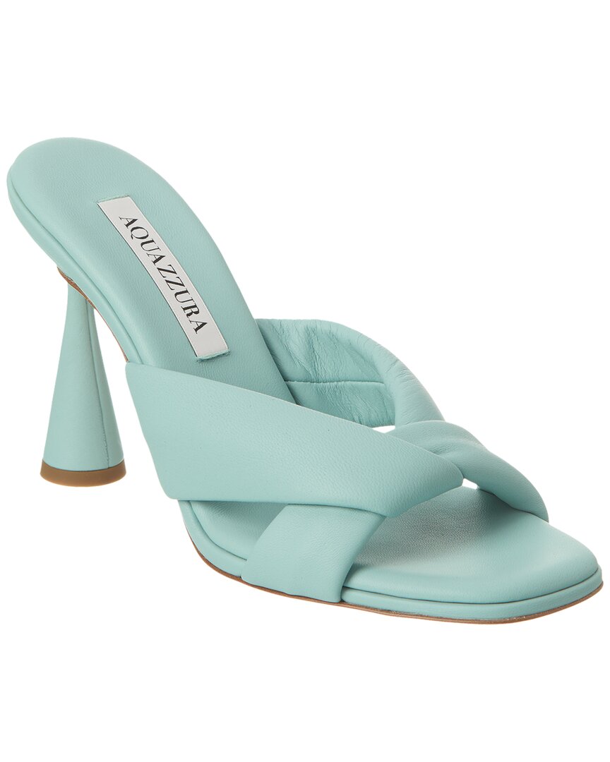 Aquazzura Amore 95 Leather Mule Green