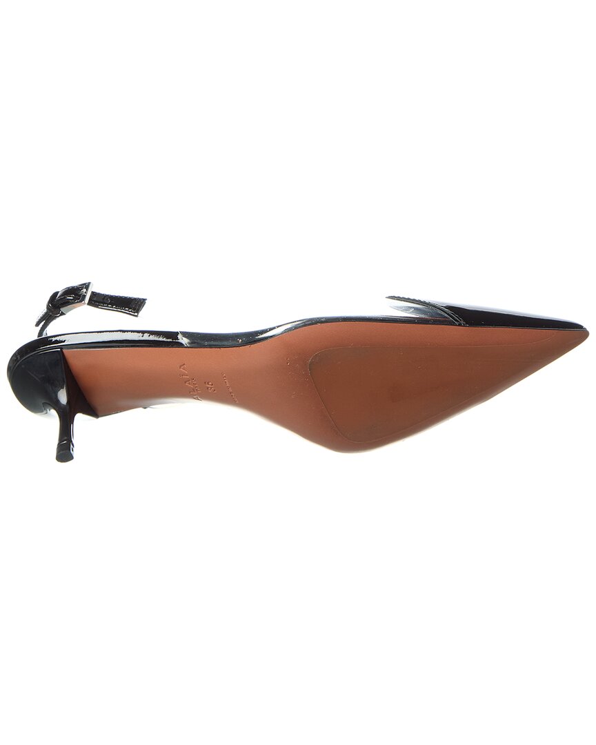 Alaia Le Coeur Patent & Vinyl Slingback Pump, 36, Black