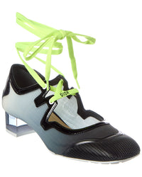 Dior D-Mension Vinyl & Patent Pump White
