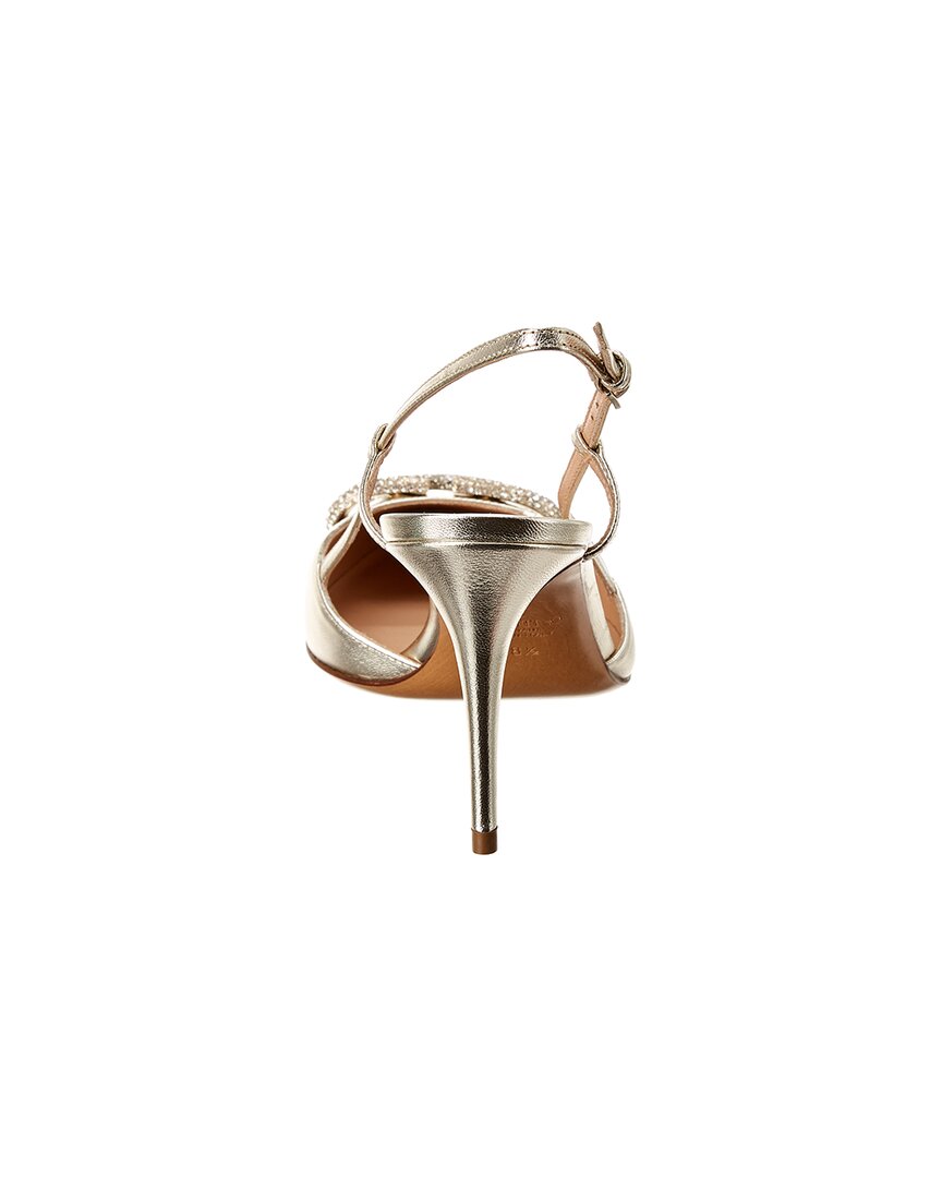 Valentino Vlogo 80 Laminated Metallic Leather Slingback Pump