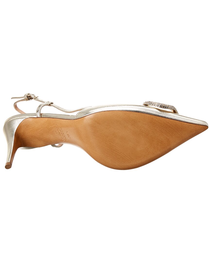 Valentino Vlogo 80 Laminated Metallic Leather Slingback Pump