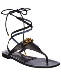 Valentino Vlogo Chain Leather Sandal Black 36