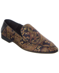 Saint Laurent Alain Canvas & Leather Flat