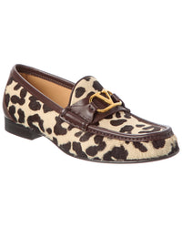 Valentino Vlogo Haircalf & Leather Loafer