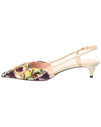 Valentino Vlogo 40 Tweed & Leather Slingback Pump