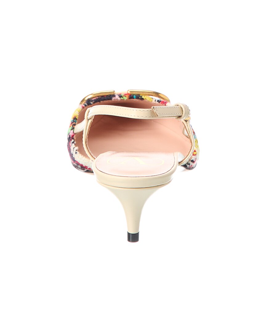 Valentino Vlogo 40 Tweed & Leather Slingback Pump