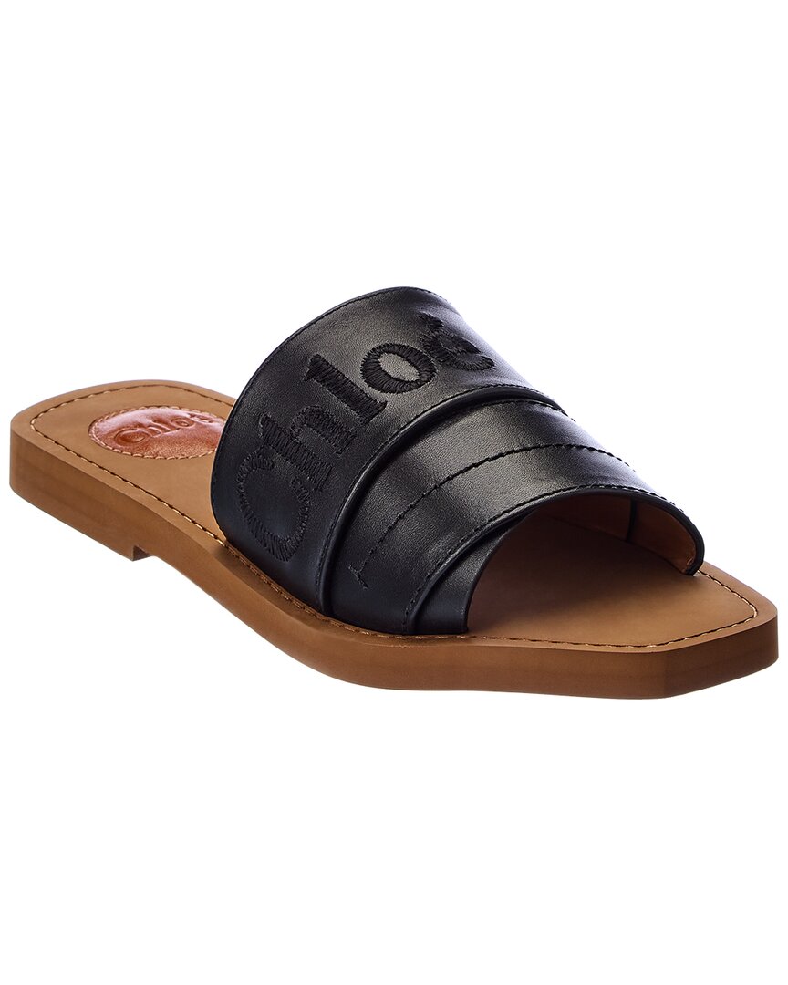 Chloé Woody Leather Slide Black 36