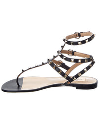 Valentino Rockstud Caged Leather Ankle Strap Sandal