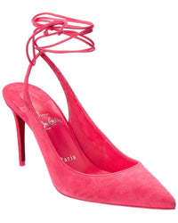 Christian Louboutin Lace-Up Kate 85 Suede Pump Pink