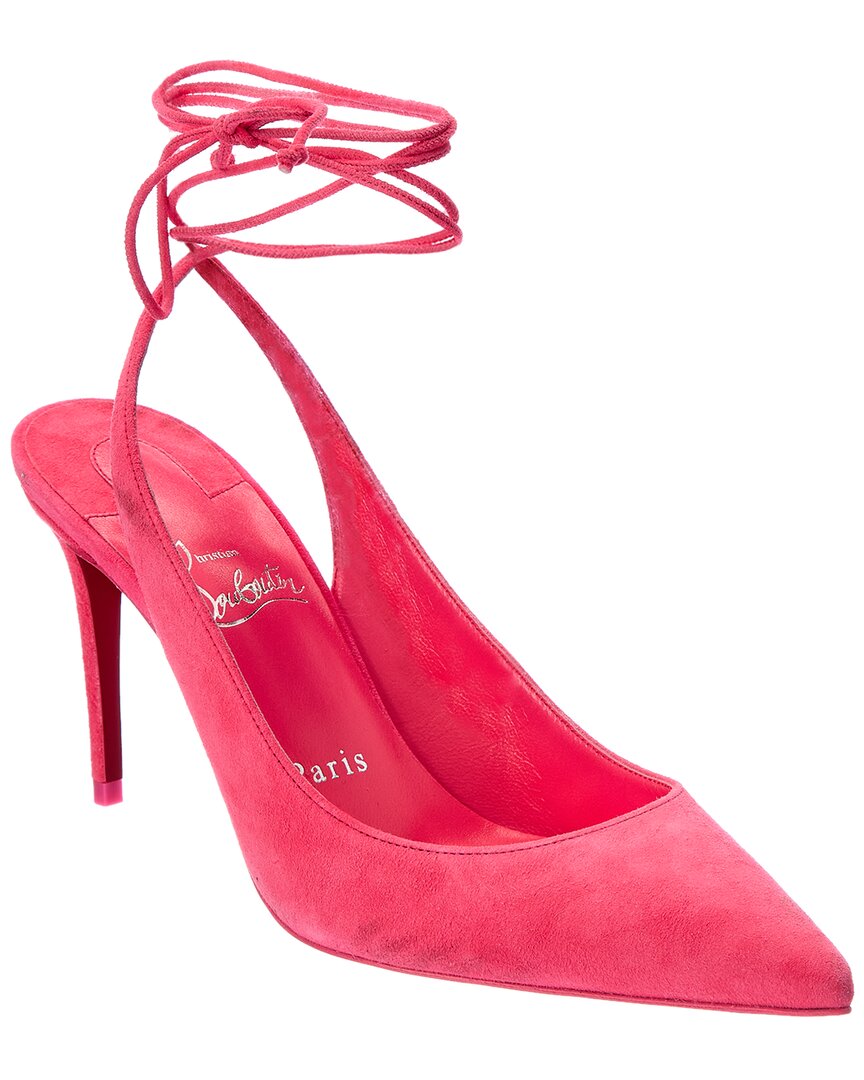 Christian Louboutin Lace-Up Kate 85 Suede Pump Pink