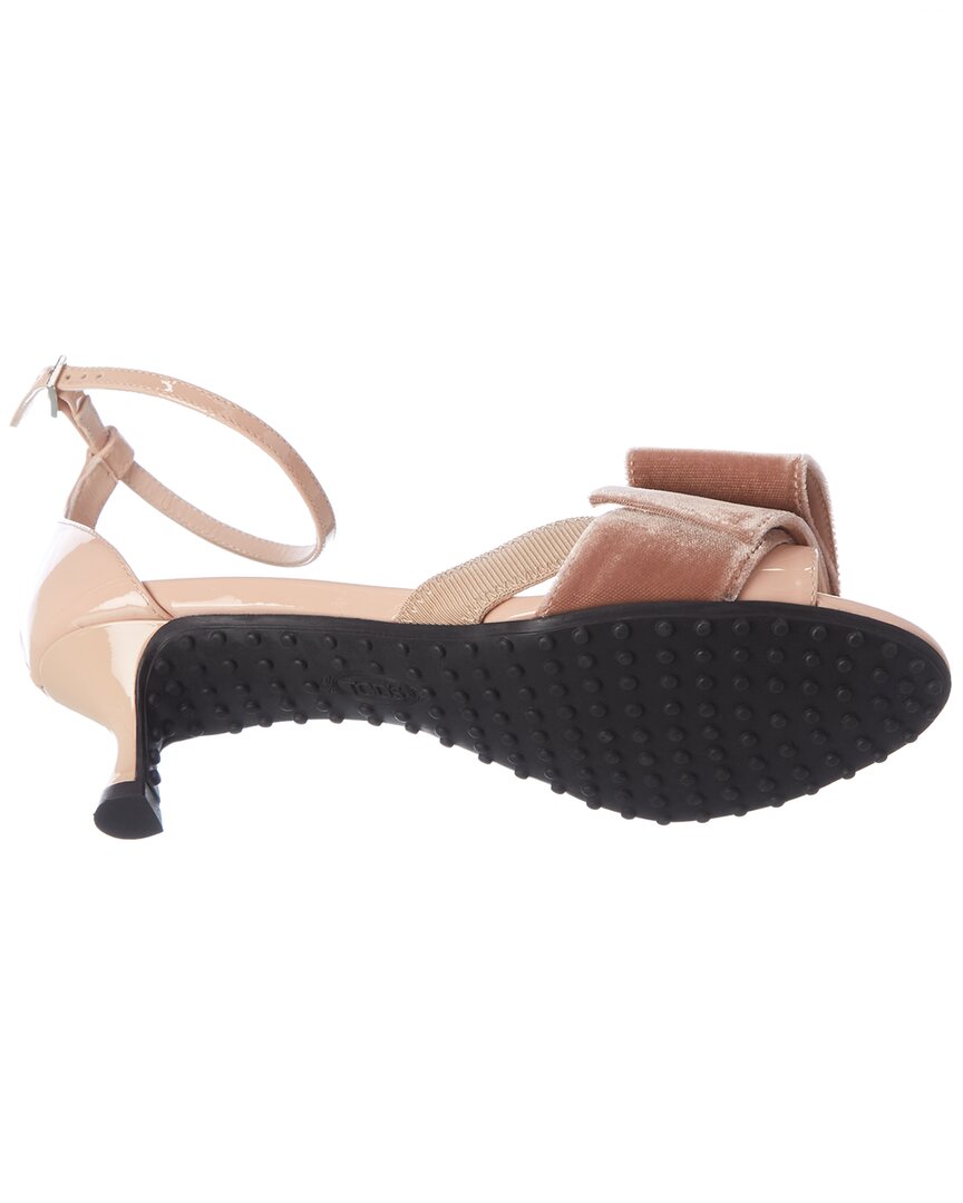 Tod’S Bow Ribbon Detail Patent & Velvet Sandal
