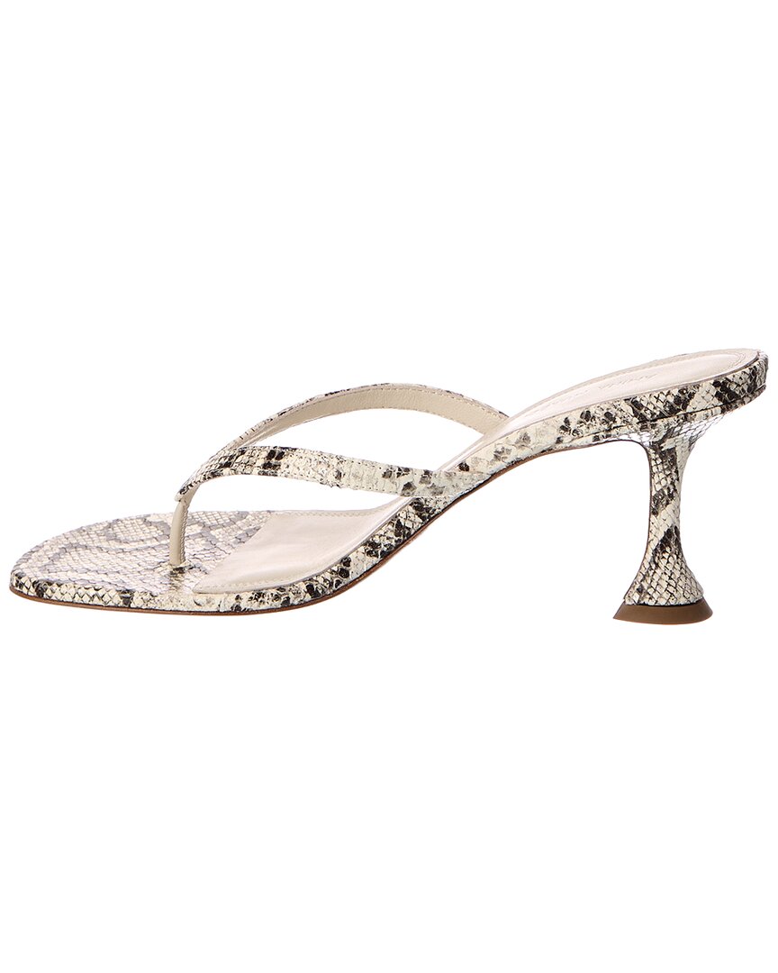 AMINA MUADDI Amina Muaddi Juliette Snake-Embossed Leather Thong Sandal