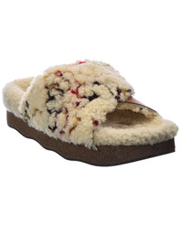 Chloé Wavy Shearling & Leather Slide Multi 36