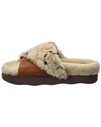 Chloé Wavy Shearling & Leather Slide