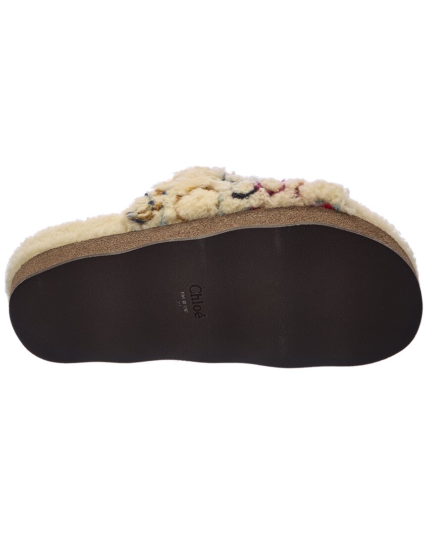 Chloé Wavy Shearling & Leather Slide