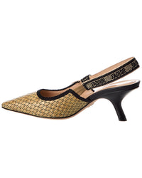 Dior J'adior Straw & Leather Slingback Pump