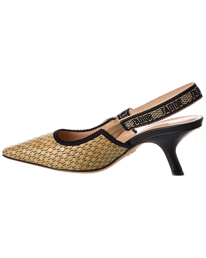 Dior J'adior Straw & Leather Slingback Pump