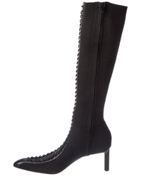 Givenchy Lace-Up Leather-Trim Knee-High Boot
