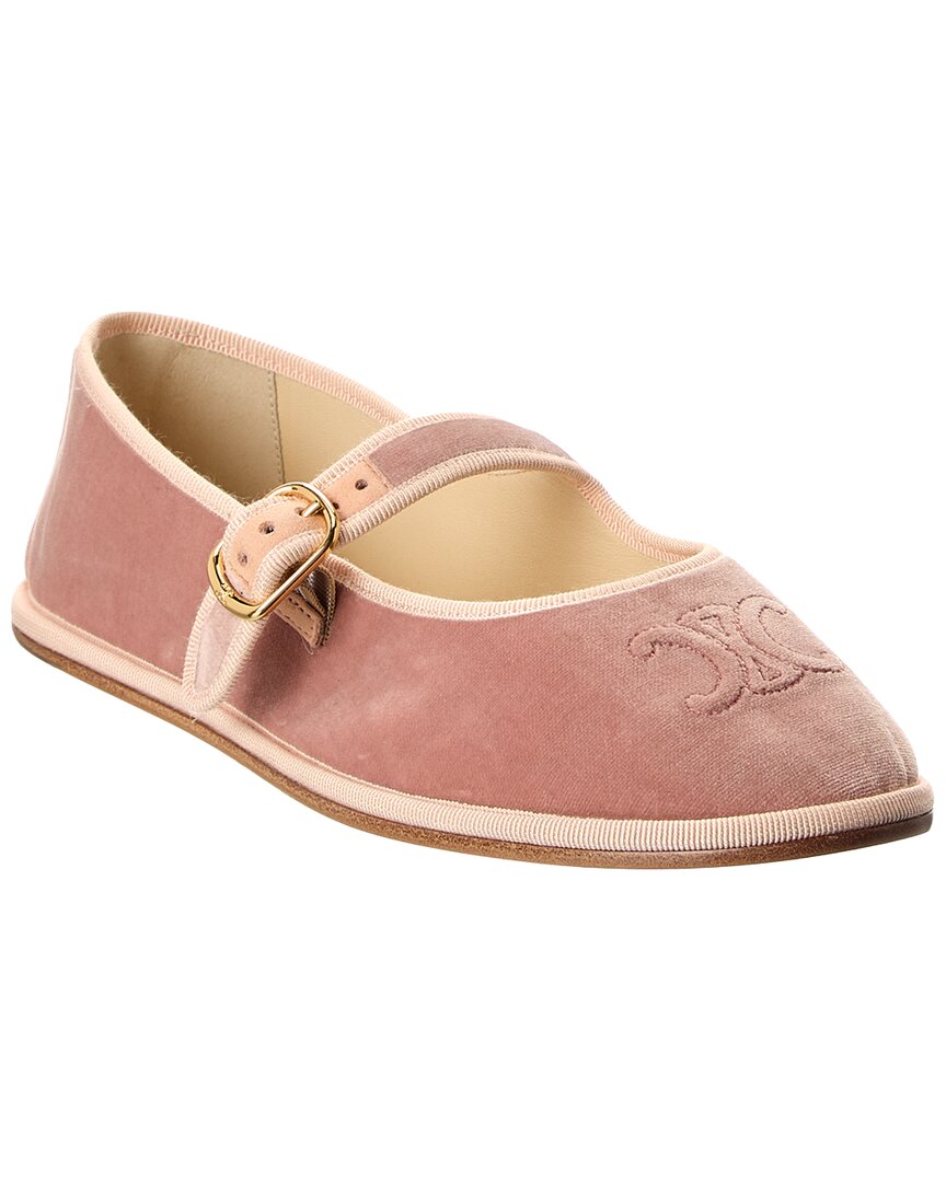 CELINE Celine Eve Triomphe Velvet Ballerina Flat