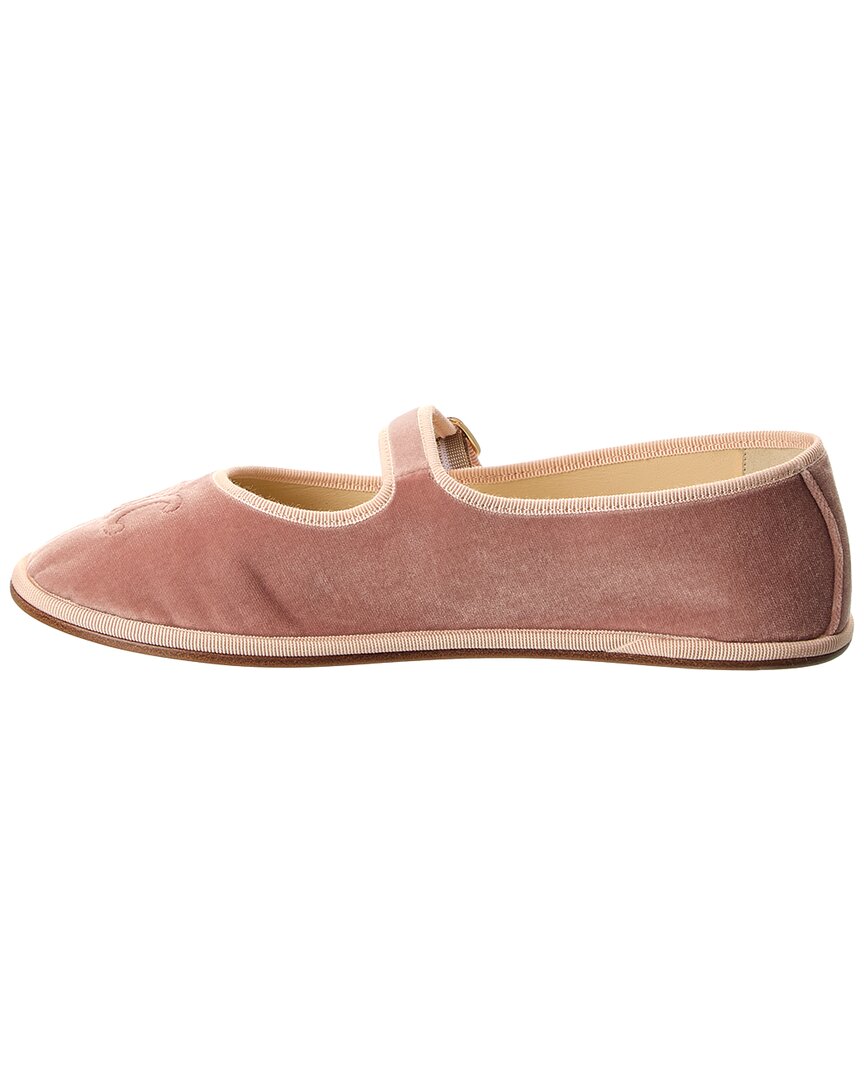 CELINE Celine Eve Triomphe Velvet Ballerina Flat