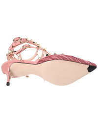 Valentino Rockstud 65 Caged Velvet & Patent Pump