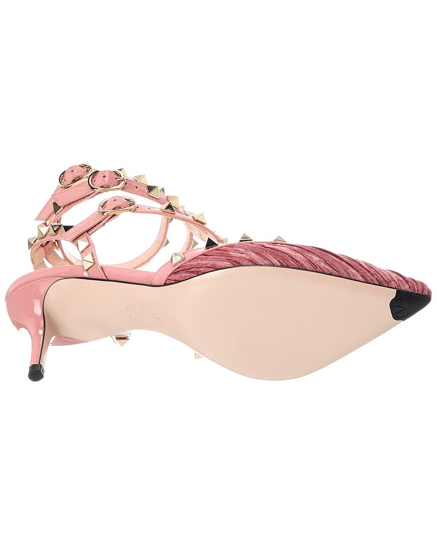 Valentino Rockstud 65 Caged Velvet & Patent Pump