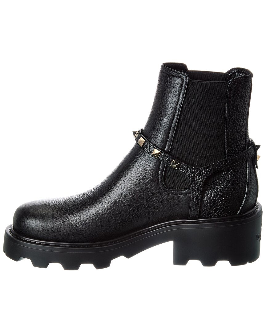 Valentino Rockstud Grainy Leather Boot