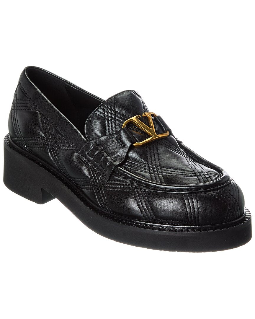 Valentino Vlogo Leather Loafer
