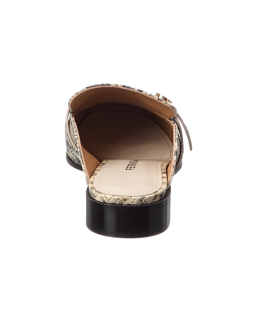 Ferragamo Mavira Snake-Embossed Leather Mule
